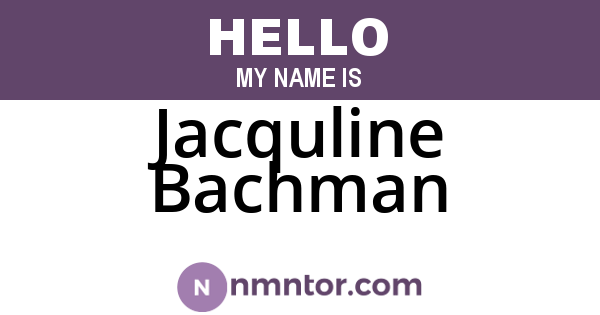 Jacquline Bachman