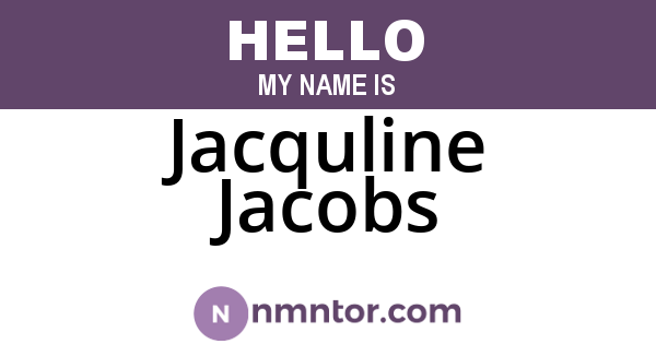 Jacquline Jacobs
