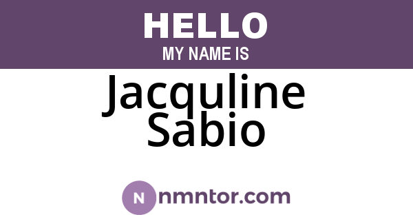 Jacquline Sabio