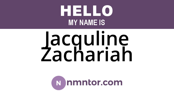 Jacquline Zachariah