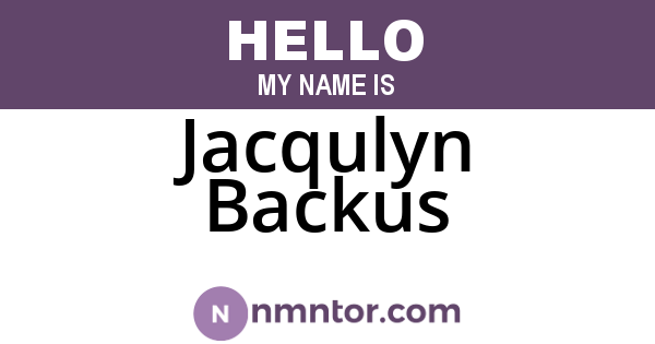 Jacqulyn Backus