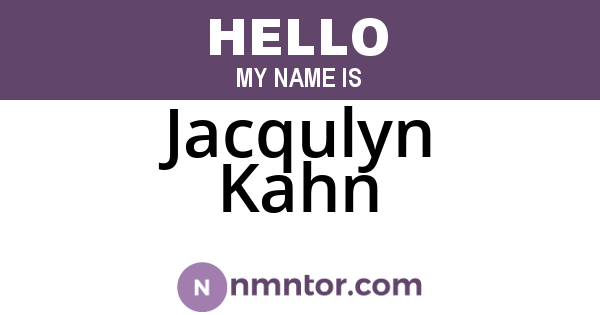 Jacqulyn Kahn