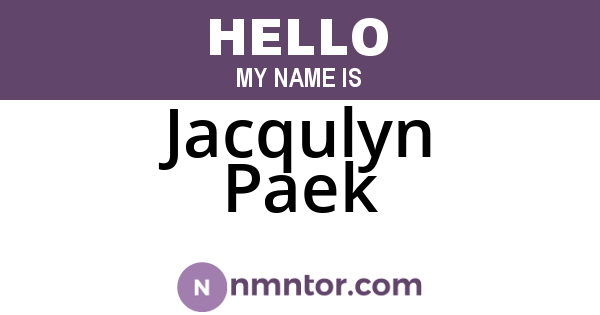 Jacqulyn Paek