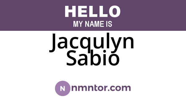 Jacqulyn Sabio