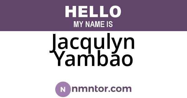 Jacqulyn Yambao