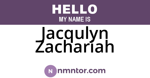 Jacqulyn Zachariah