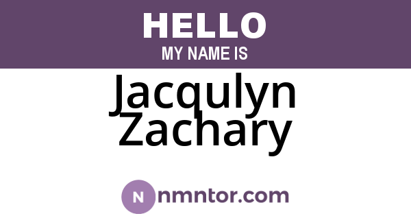 Jacqulyn Zachary