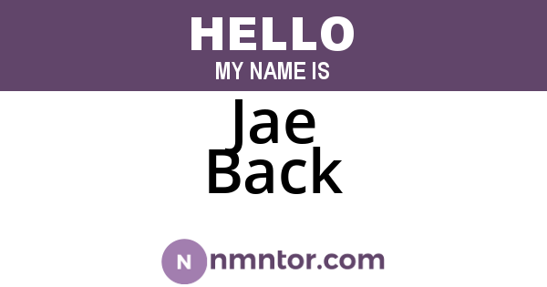 Jae Back