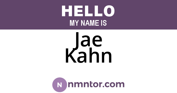 Jae Kahn
