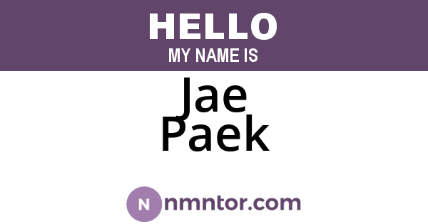 Jae Paek
