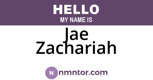Jae Zachariah