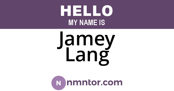 Jamey Lang