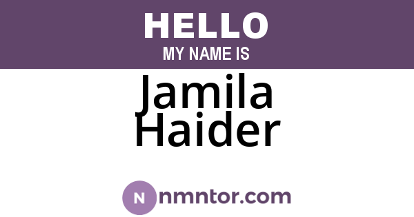 Jamila Haider