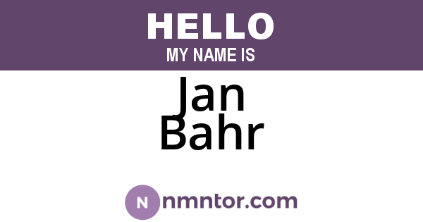 Jan Bahr