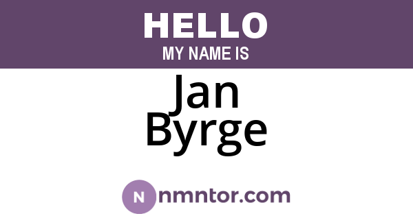 Jan Byrge