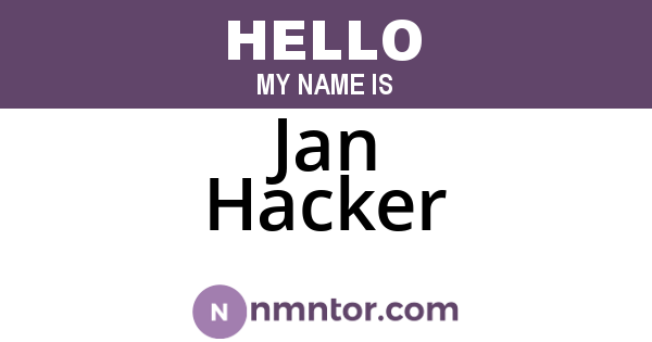 Jan Hacker