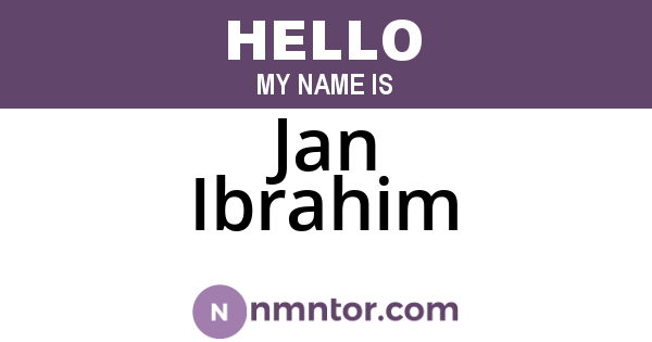 Jan Ibrahim