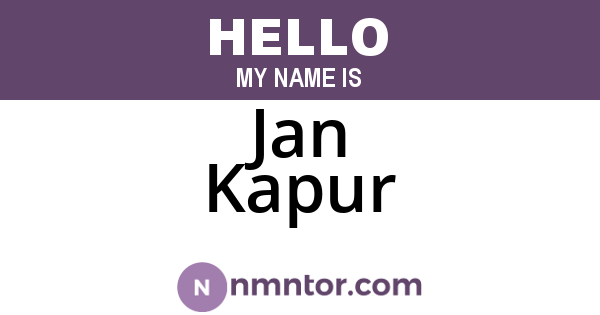 Jan Kapur