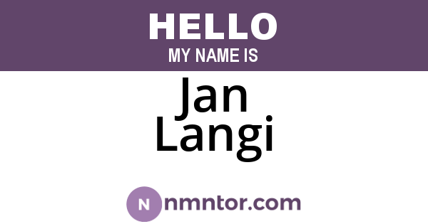 Jan Langi
