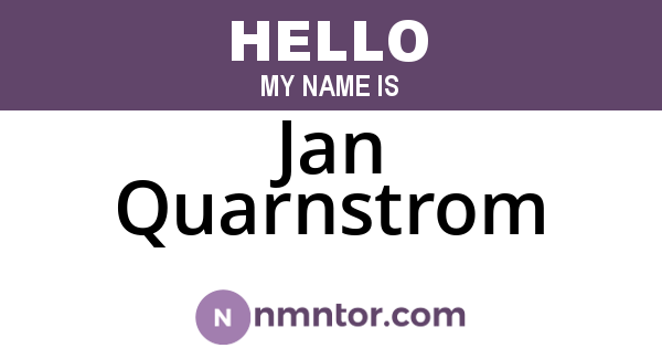 Jan Quarnstrom