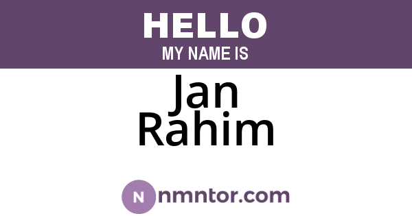 Jan Rahim