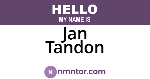 Jan Tandon