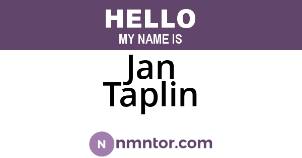 Jan Taplin