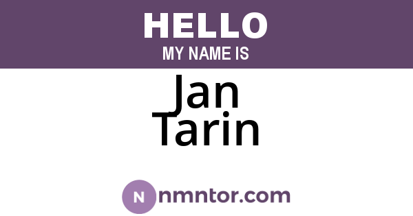 Jan Tarin