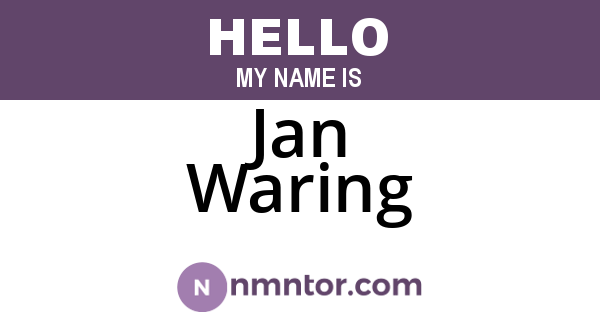 Jan Waring