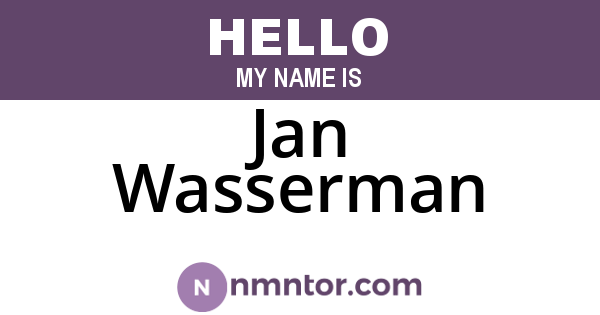 Jan Wasserman