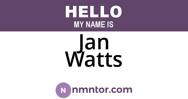 Jan Watts