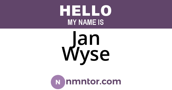 Jan Wyse