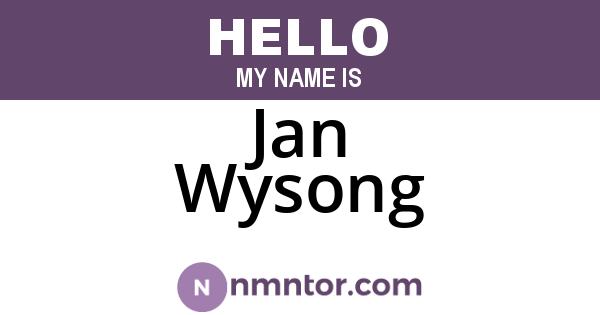 Jan Wysong