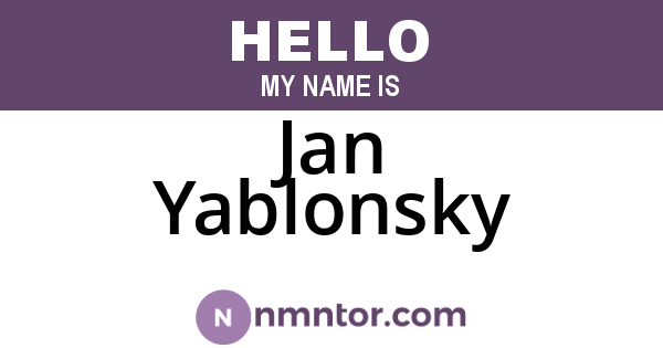 Jan Yablonsky