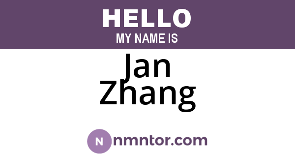 Jan Zhang