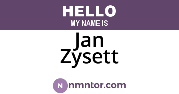 Jan Zysett