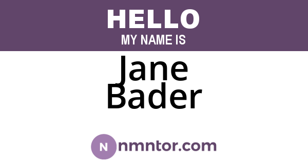 Jane Bader