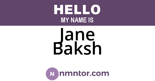 Jane Baksh