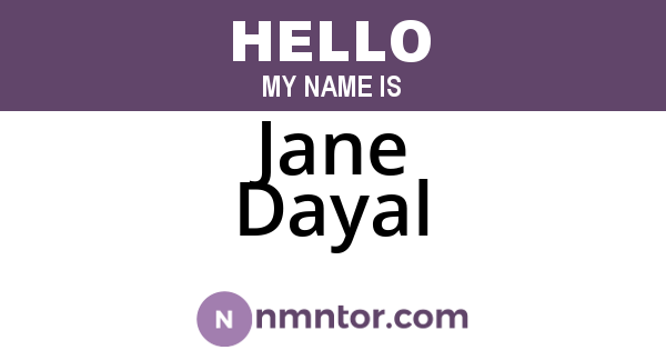Jane Dayal