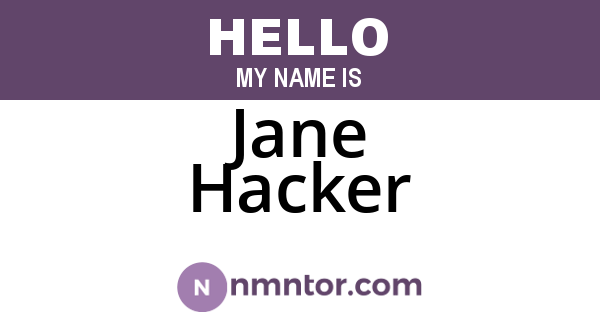 Jane Hacker