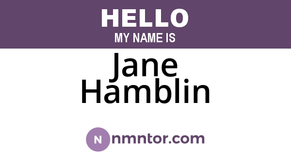 Jane Hamblin