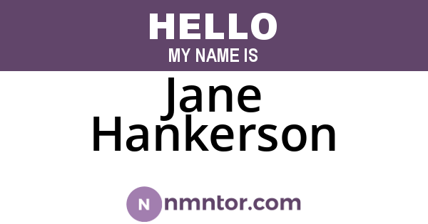 Jane Hankerson