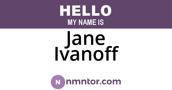 Jane Ivanoff