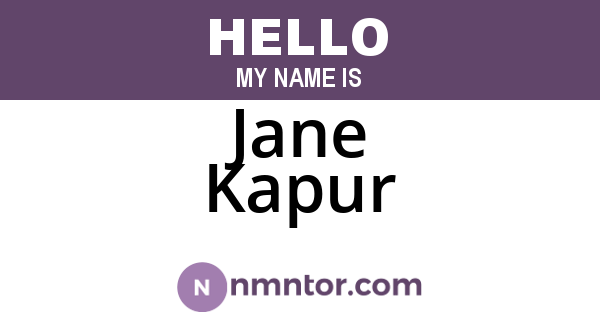 Jane Kapur