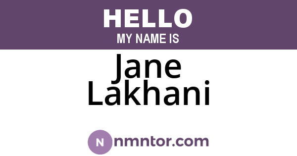 Jane Lakhani