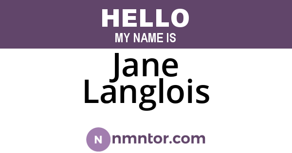 Jane Langlois