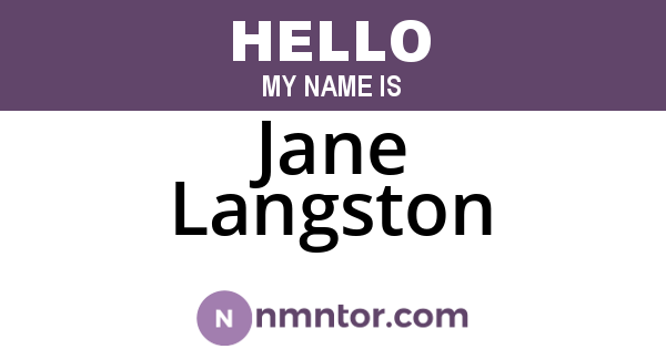 Jane Langston