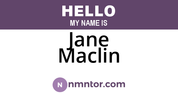 Jane Maclin