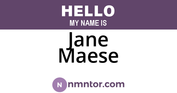 Jane Maese