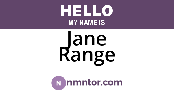 Jane Range